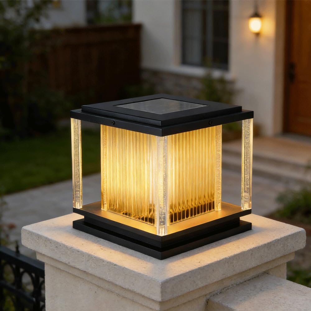 Lampada a colonna a LED ad energia solare, impermeabile, per esterni, per colonne, ponti e recinzioni, illuminazione durevole per giardino, cortile e sentiero