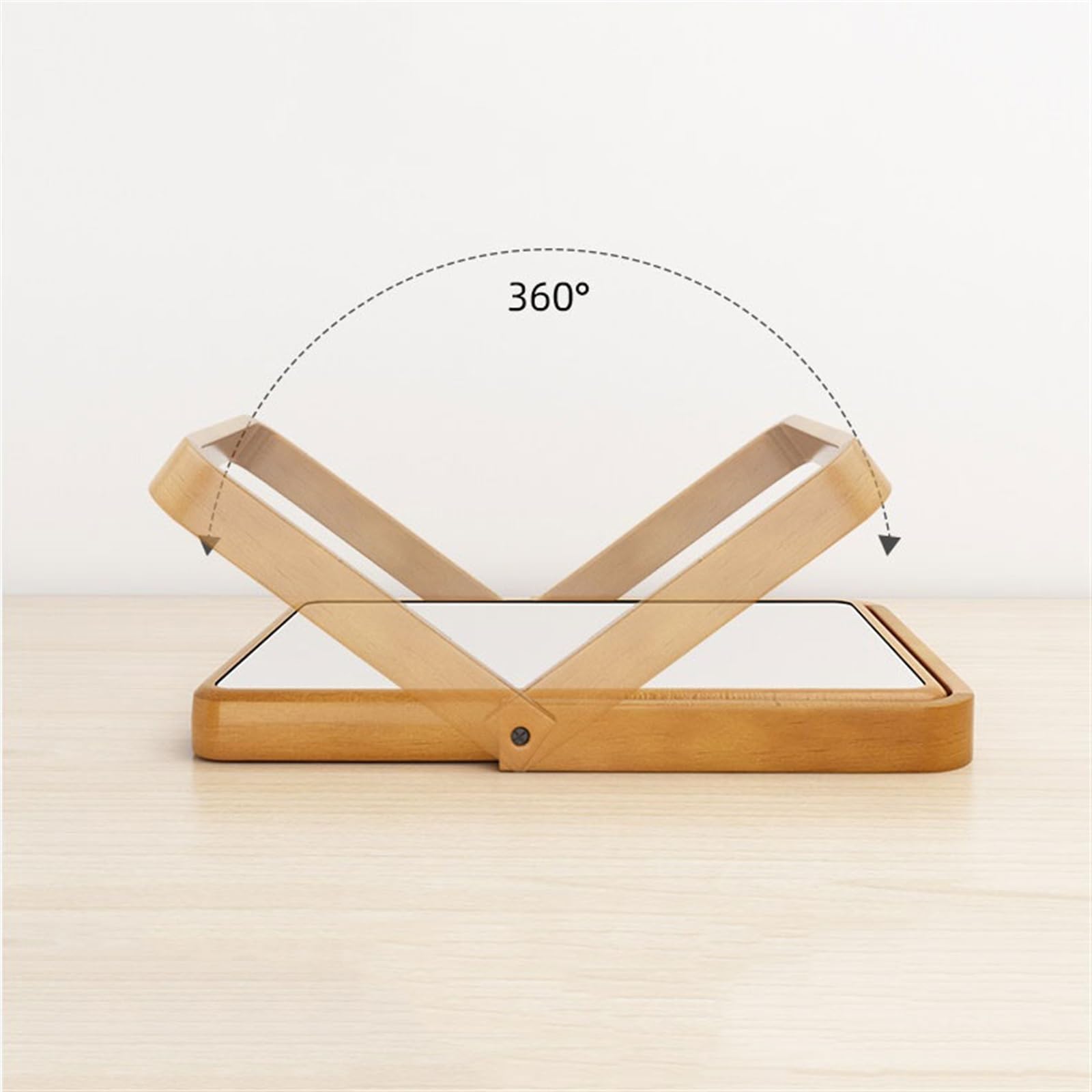 Specchio per il trucco Specchio for la casa Camera da letto Specchio for il trucco in legno Desktop for ufficio Piccolo specchio for toletta portatile pieghevole Specchio da tavolo(Natural,M)