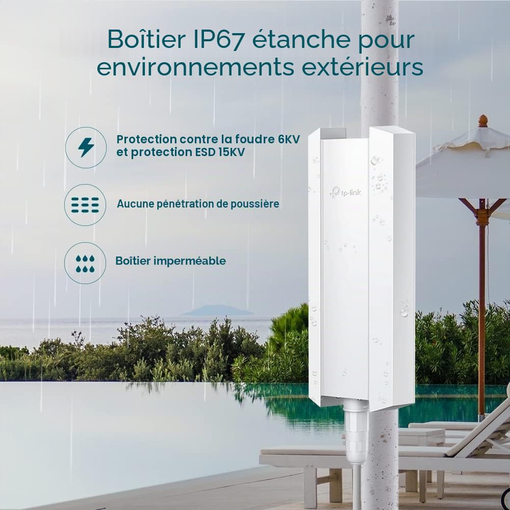 TP-Link Omada EAP650-Outdoor V1 - Radio access point - Wi-Fi 6 - 2.4 GHz, 5 GHz - cloud-managed - wall / pole mountable
