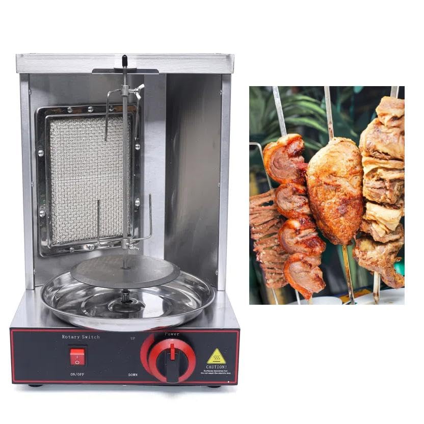 Parrilla de giroscopio, parrilla vertical casera, parrilla giratoria de 220 V, 29,5 x 29,5 x 49 cm, parrilla de pollo, asador de acero inoxidable, apto para GLP