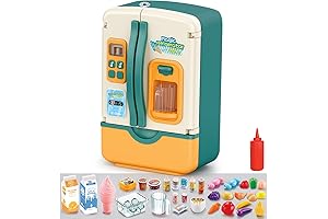 Kids Refrigerator Pretend Play Appliance with Ice Dispenser for Boys & Girls