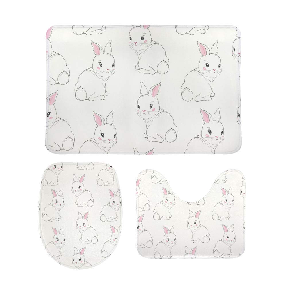 Tapis de salle de bain lapin CHEHONG blanc en mousse à mémoire de forme
