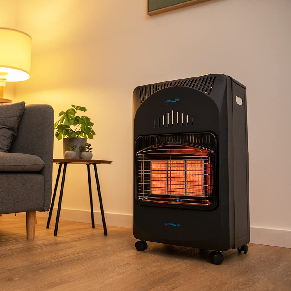 Cecotec Chauffage d’appoint au Gaz Pliable Ready Warm 4000 Slim Fold. Pliable, Céramique, 3 modes, Bouteille de gaz 10 kg, Triple système de Sécurité, 4 Roues Multidirectionnelles, 4200 W.