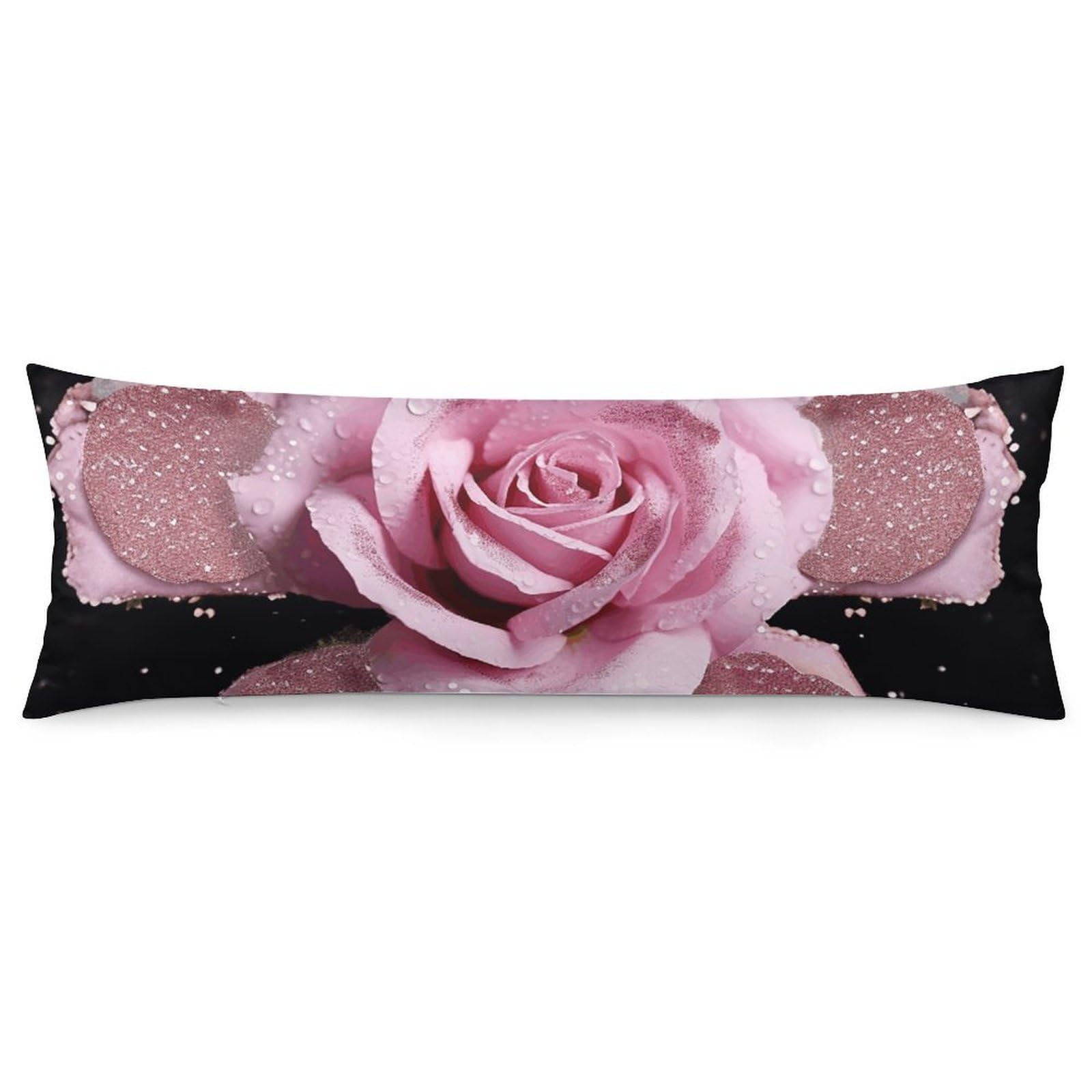 NONHAI 2 Pack Pillow Cases for Hair and Skin, Soft Breathable Pillow Case Covers with Hidden Zipper, Glitter Rose Pillowcase 20"x54" Pillow Covers for Sleeping Gift