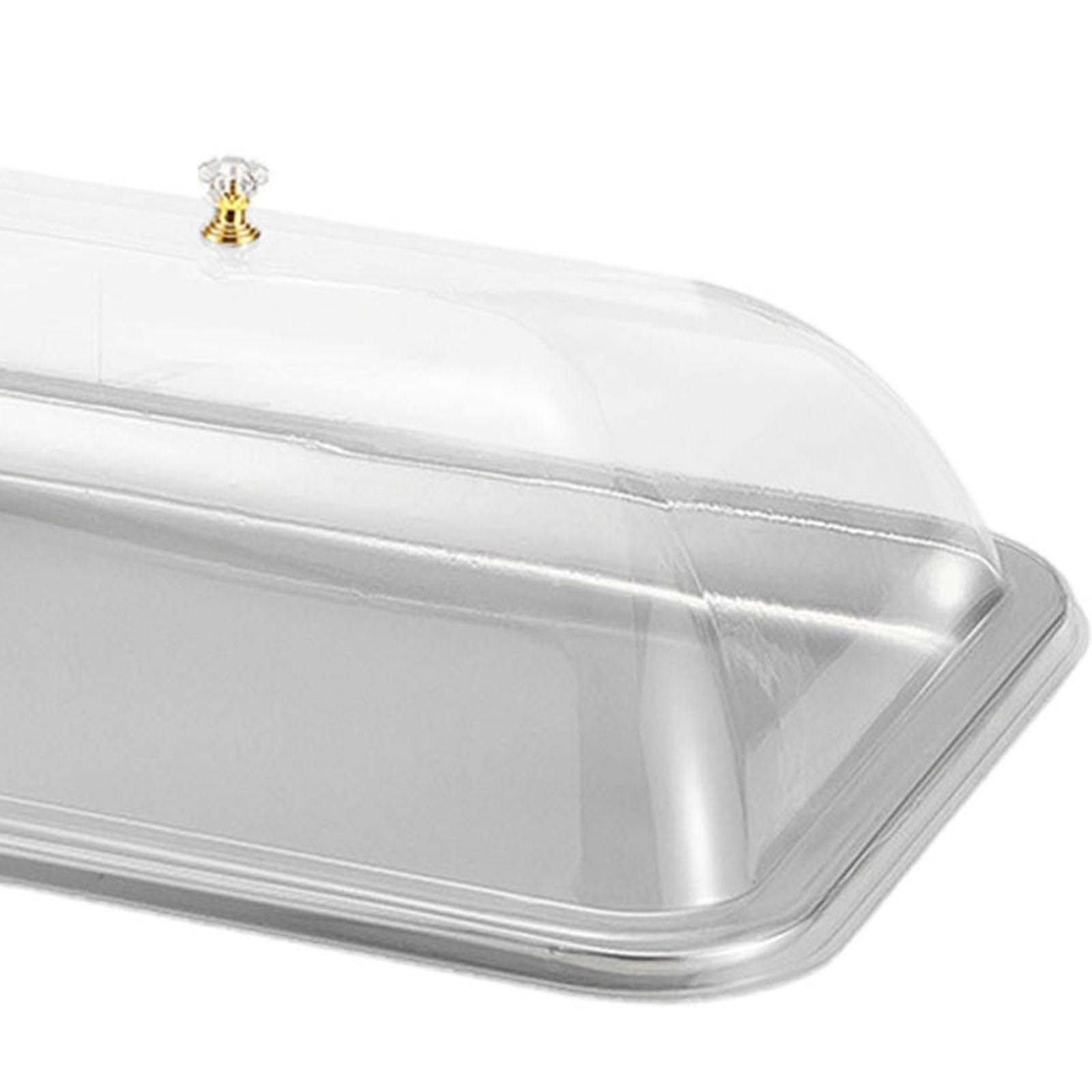 Servierplatte mit Deckel, Rechteckig Edelstahl-Karton-Serviertablett, tragbares Käsebrett für Frühstück & Snacks, Dessertständer, Küchenorganizer für Partys, Hochzeiten, 36x27x2cm