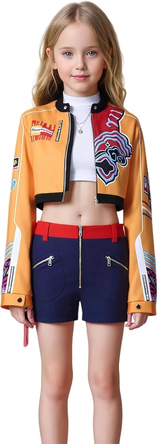 Cosplay Costume for Demon Rumi Cosplay, Halloween Pop Girls Pop Singers Stage Role Play Outfit