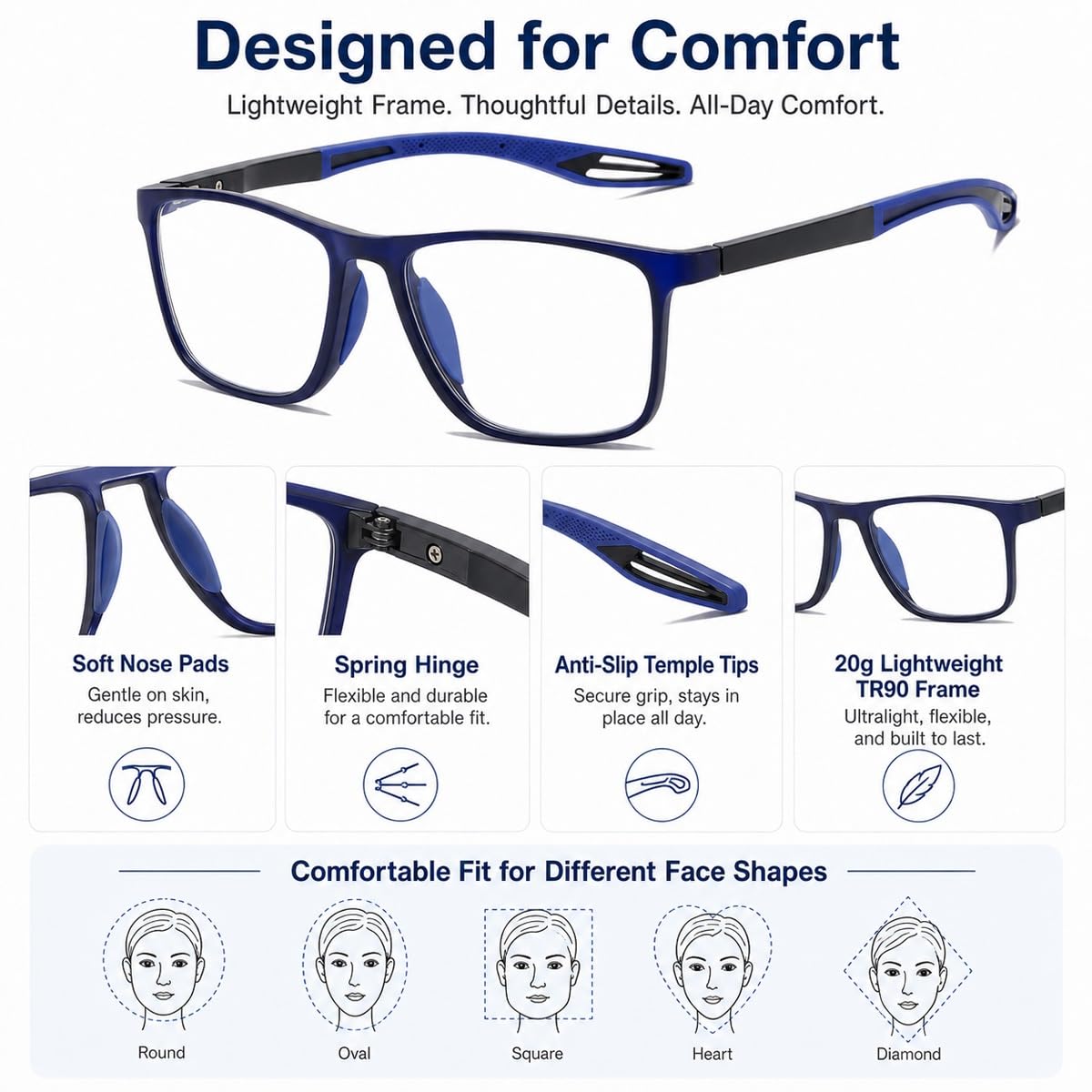 Generisch 3er-Pack Selbsttönende Multifokale Lesebrille, Gleitsichtbrille für Damen Herren, Blaulichtfilter Computerbrille mit Etui