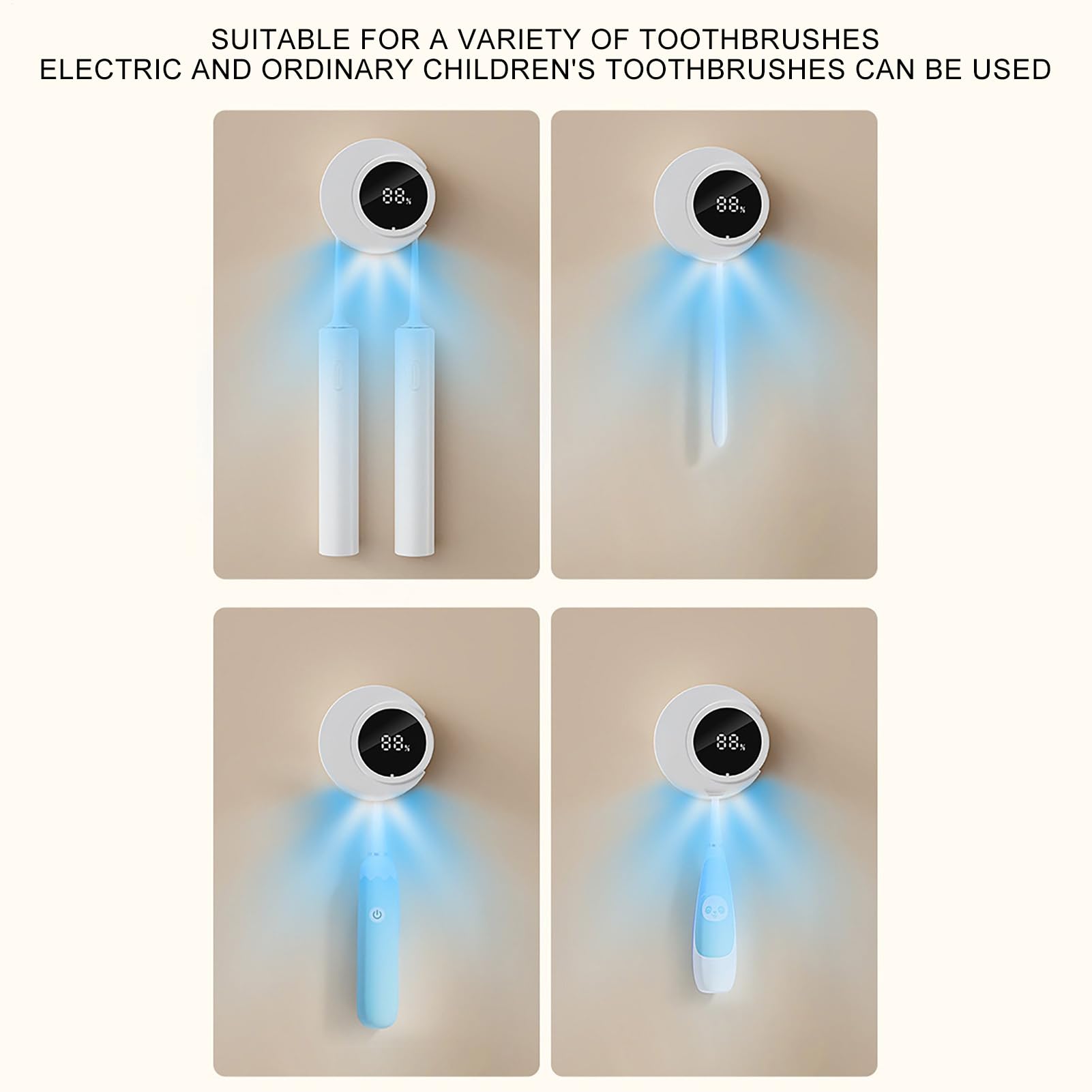 Igienizzanti e supporto per spazzolino da denti con luce UV, senza foratura, da bagno per viaggi, uomini e donne