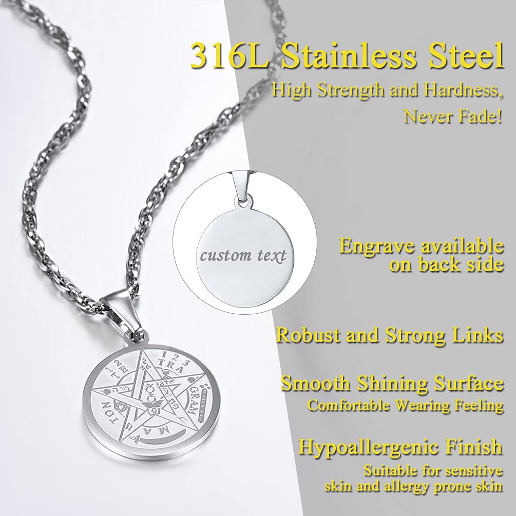 PROSTEEL Metafísica Talismán del Sello de Salomón Colgante Pentagrama Collares Joyas para Hombres Y Mujeres