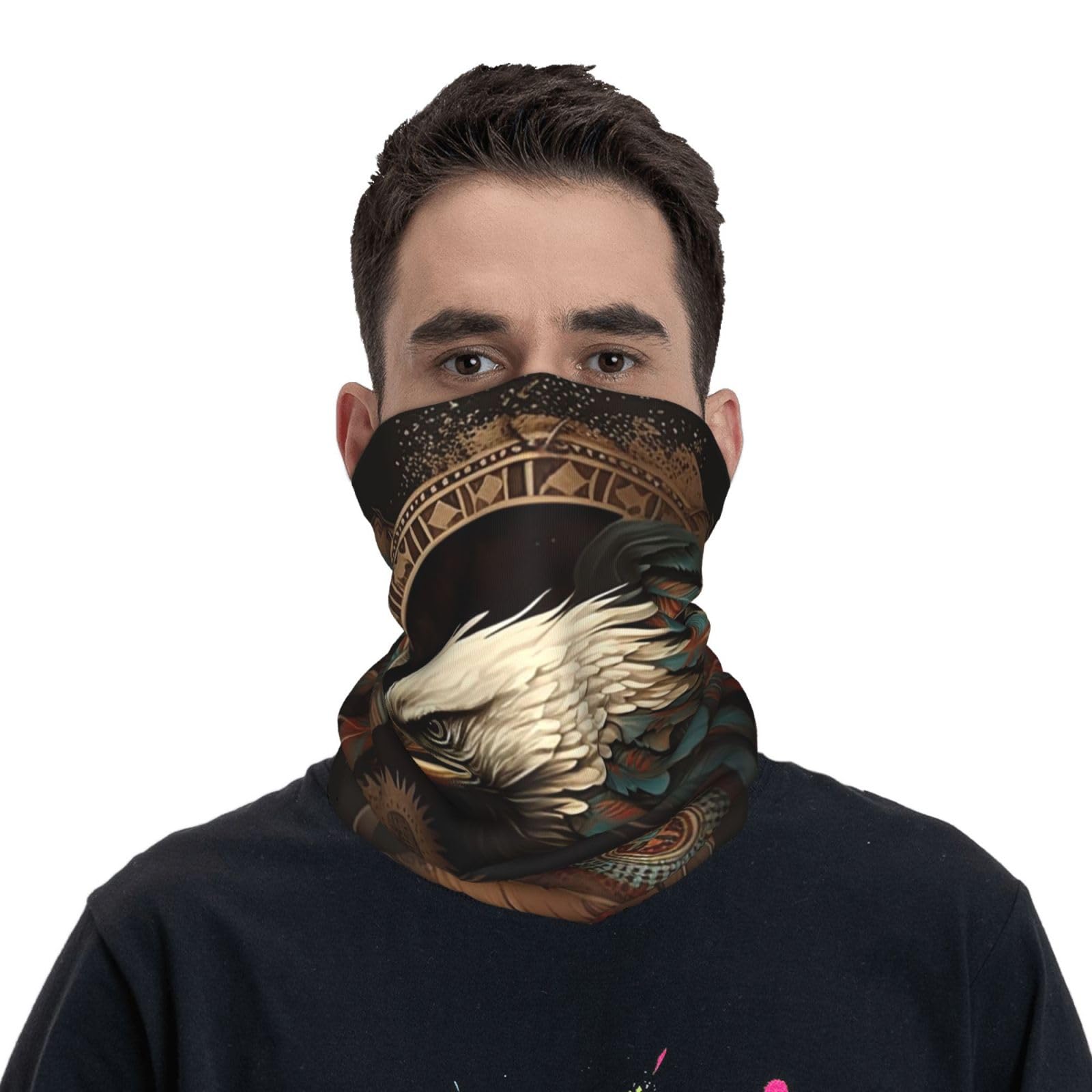 HERRECX Eagle Tribal native american Brown Neck Gaiter Face Cover Scarf Balaclava Bandana for Women Men Gaiter Mask for Motorcycle Cycling Riding Skiing Party