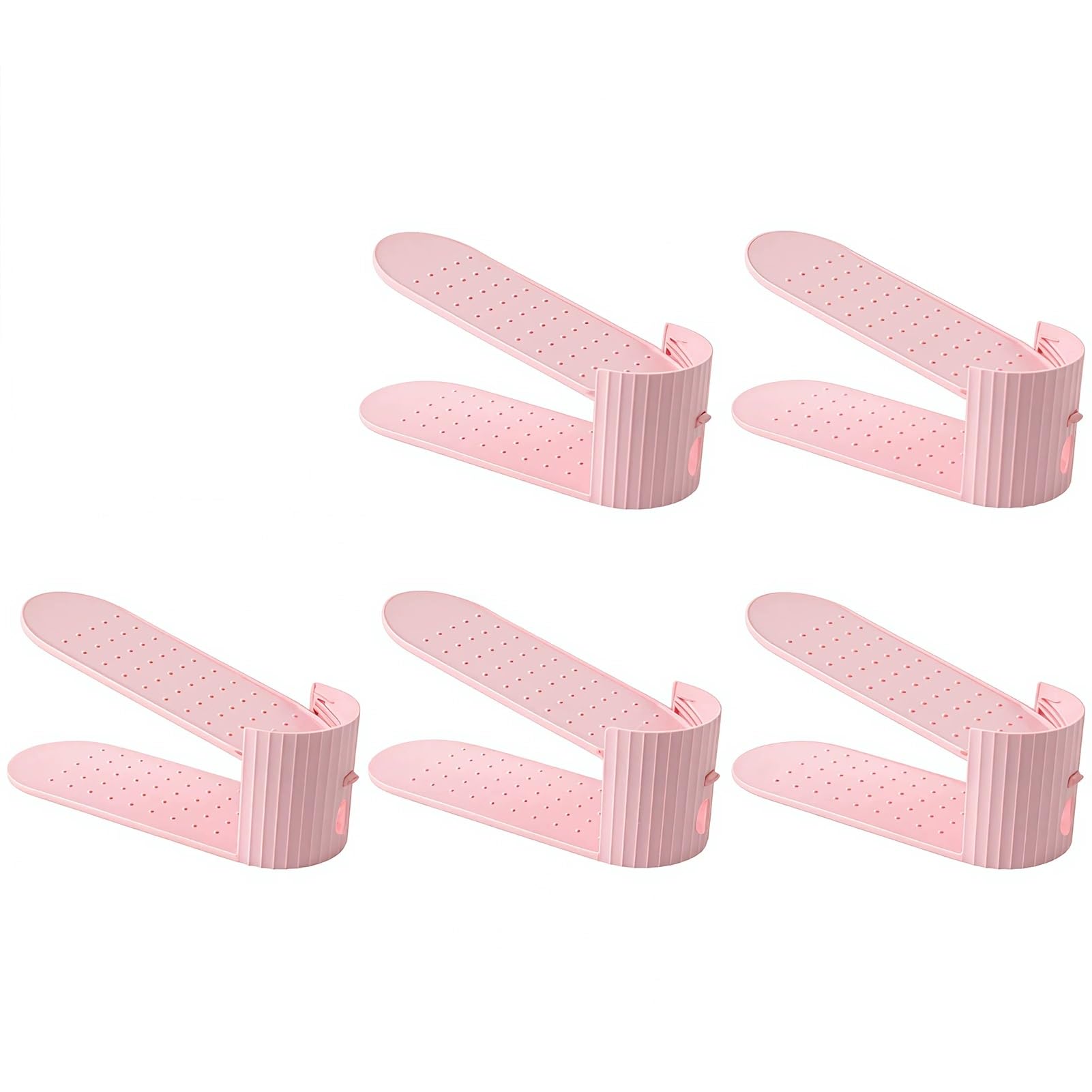 Einstellbare Schuhregale Schuhfächer-Organizer für den Schrankeingang, Schuhstapler | 2-stufig verstellbare Schuhstapler, doppellagige Halterungen für die werkzeuglose Montage im Schrank(5pcs)