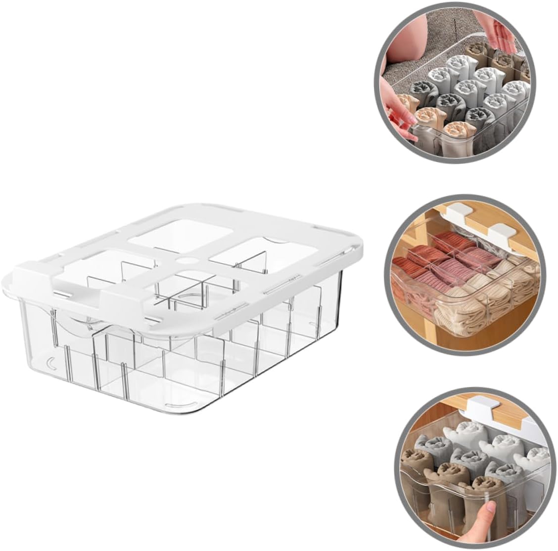 Multi Grid Drawer Storage Box for Socks and Underwear Transparent Compartment Organizer with Dustproof Design Space Saving Closet and Wardrobe Storage for Socks Bras Panties