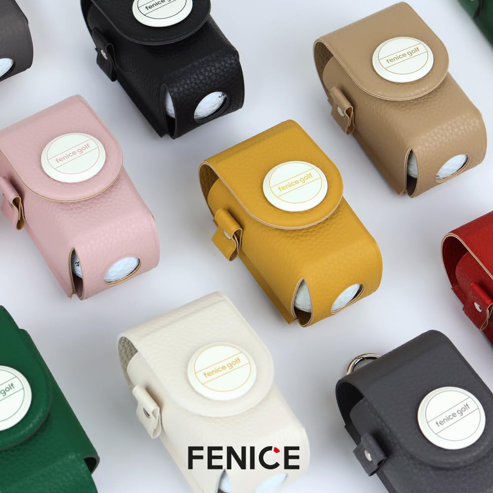 FENICE Wasserdichte Öko-PU-Leder-Golfball-Tasche, Teehalter mit Ballmarker