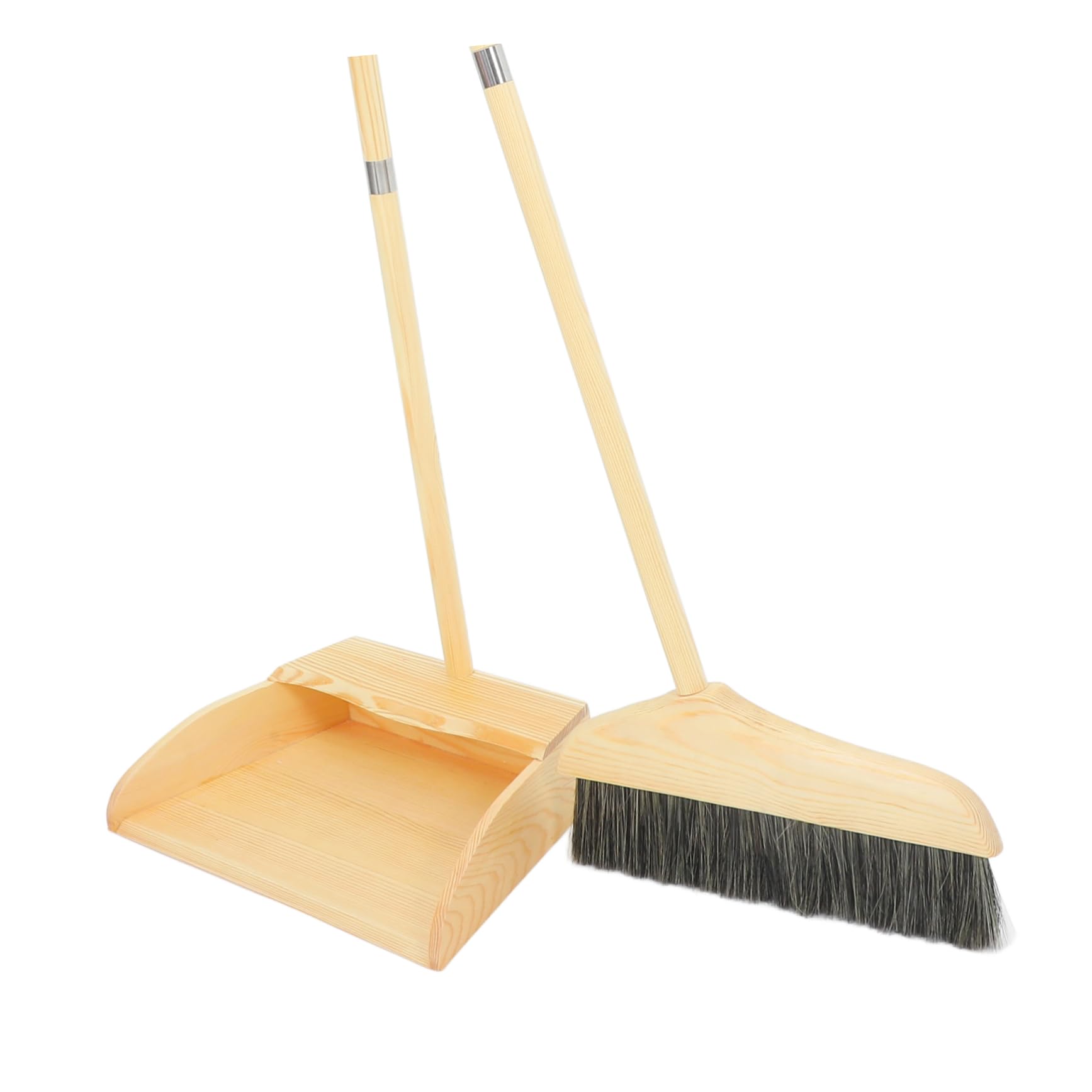 Besen Griff Holzstiel mit Zuhause Langem Kehrschaufelset und Weiche Borsten Verschleißfest Ergonomischer für Einfache Reinigung im Innenbereich