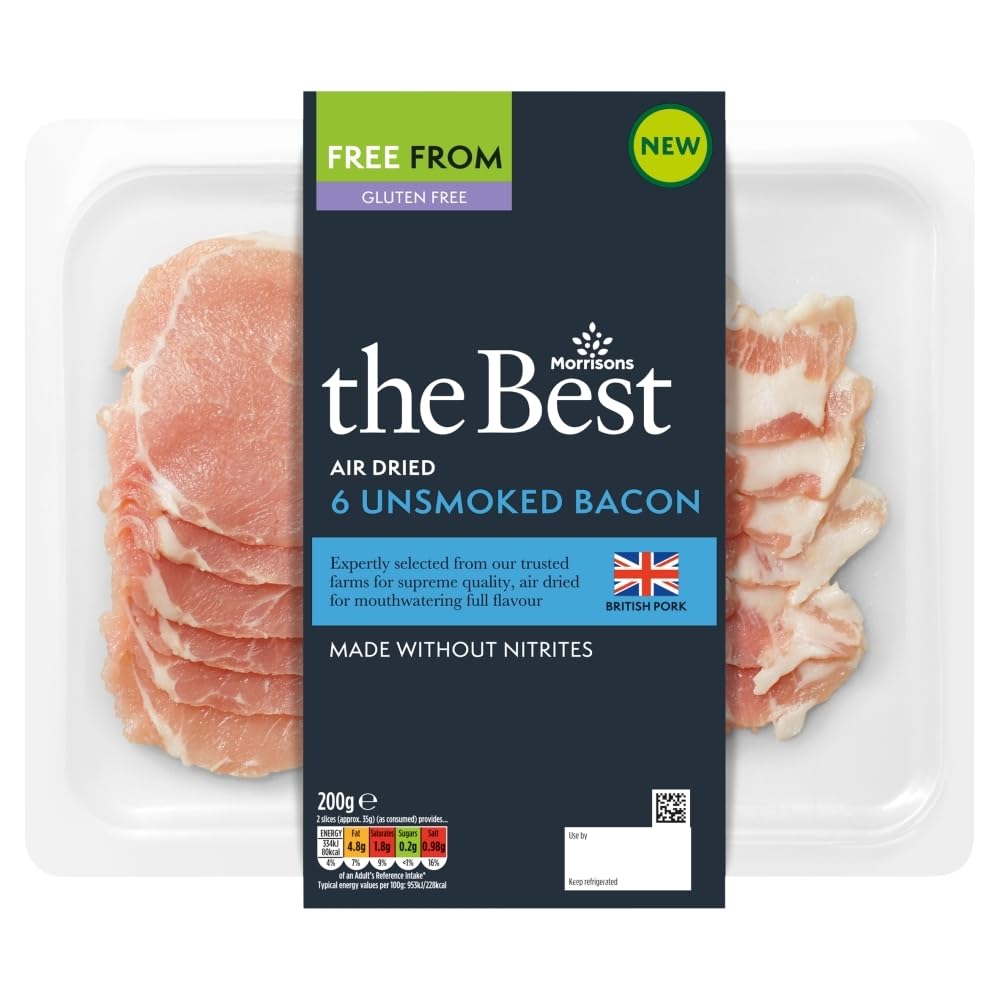 Morrisons The Best Free from 6 Air Dried Unsmoked Bacon 200g