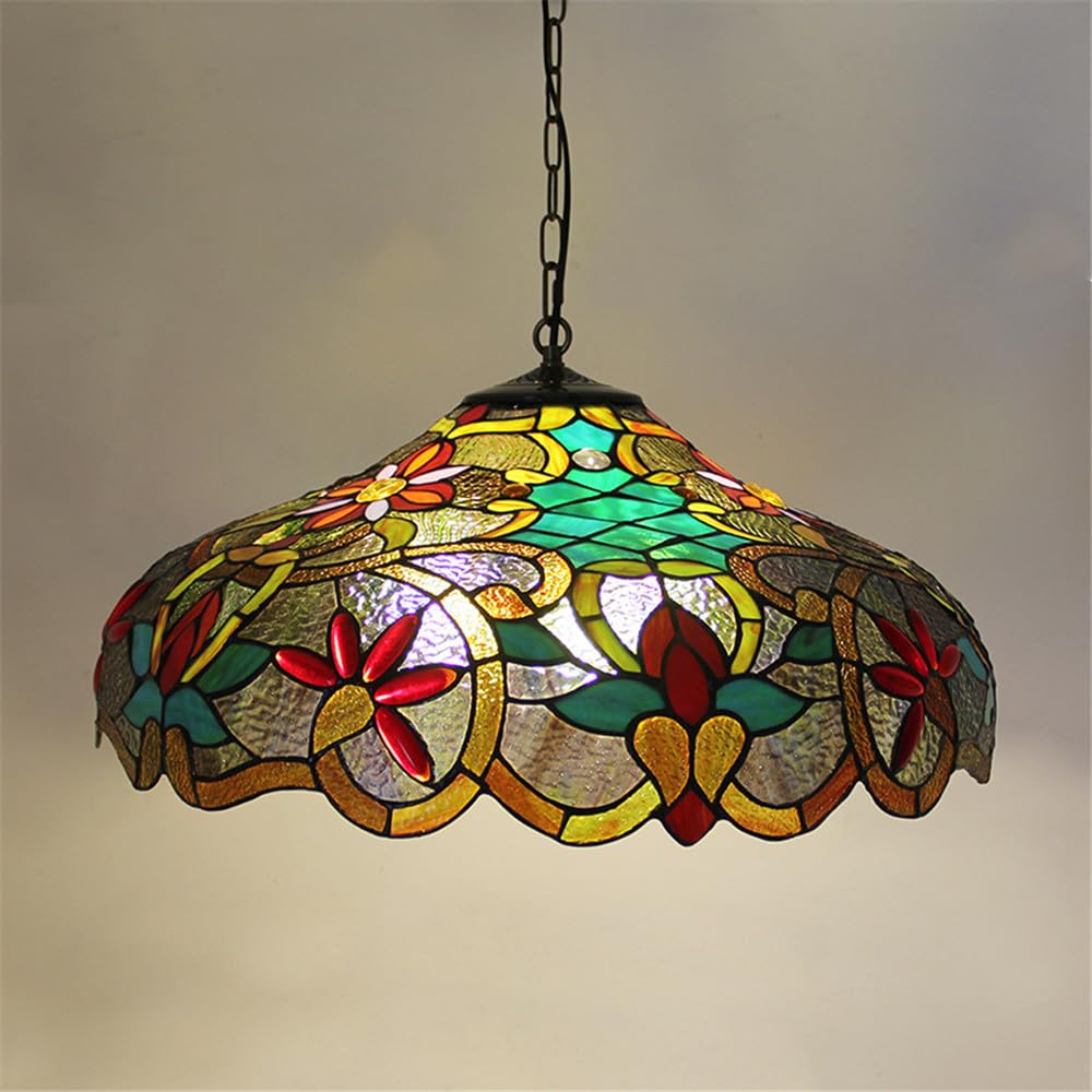 KXEcoLife Contemporary Luxury Restaurant Pendant Lamp LED American Creativity Living Room Bedroom Hotel Villa Corridor Cafe Bar Staircase Color Glass Chandelier (D60CM)