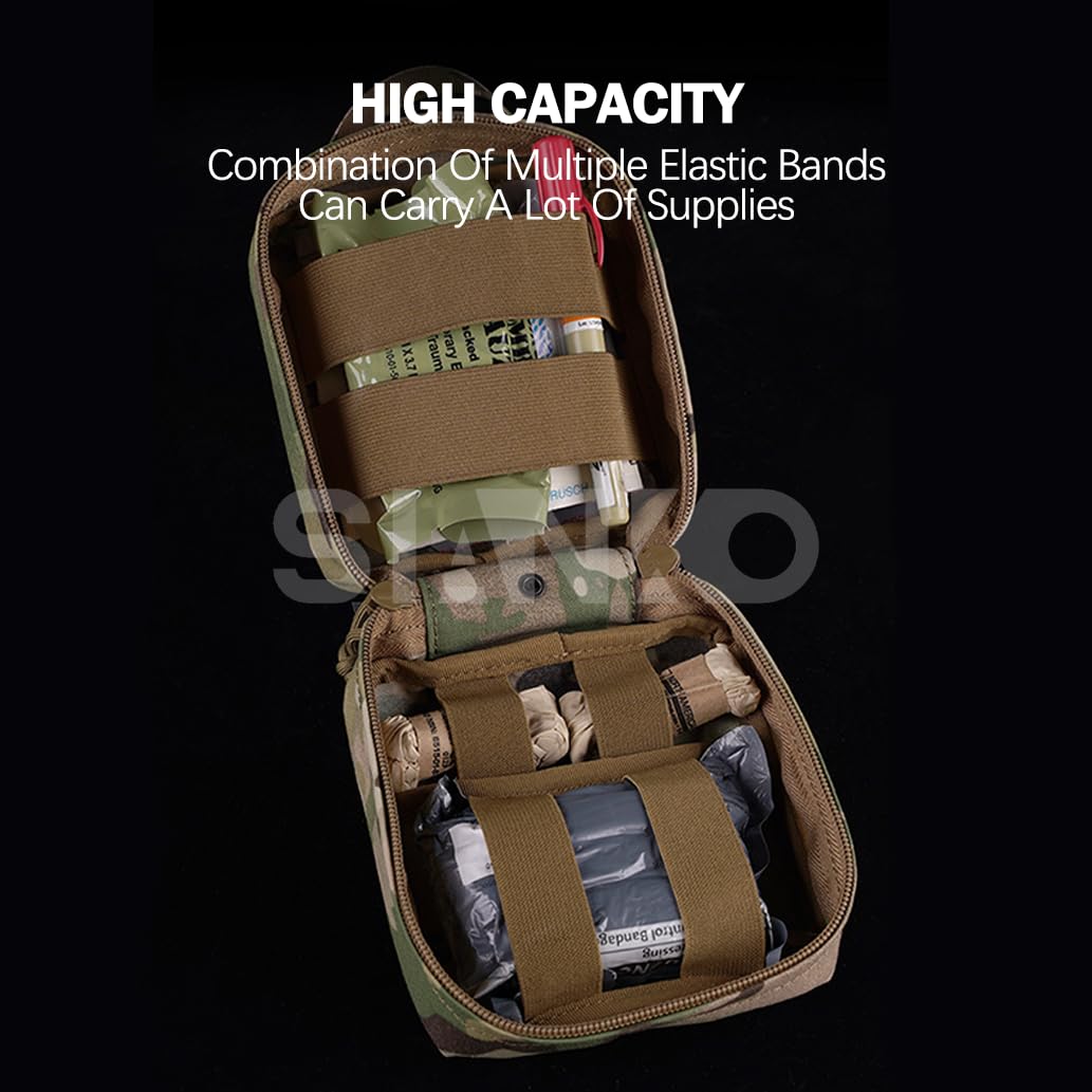 Molle - Kit táctico de primeros auxilios/bolsa IFAK, juego militar para deportes al aire libre, emergencia médica, liberación rápida, bolsa EMT bolsa de almacenamiento múltiple (Multicam/BK)
