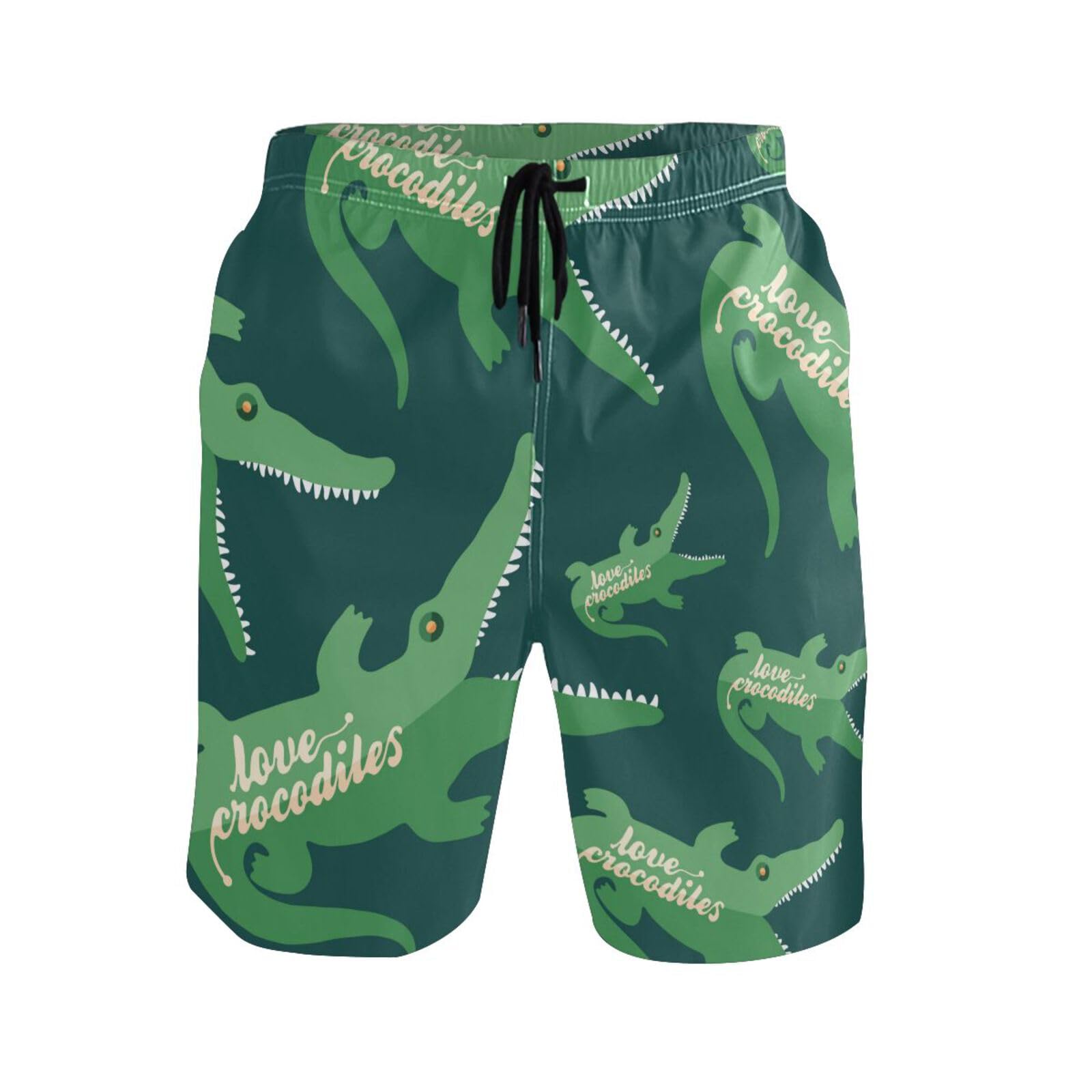 Love Crocodiles Men's Swim Trunks Beach Shorts Quick Dry Swim Board shorts Bathing Suits L