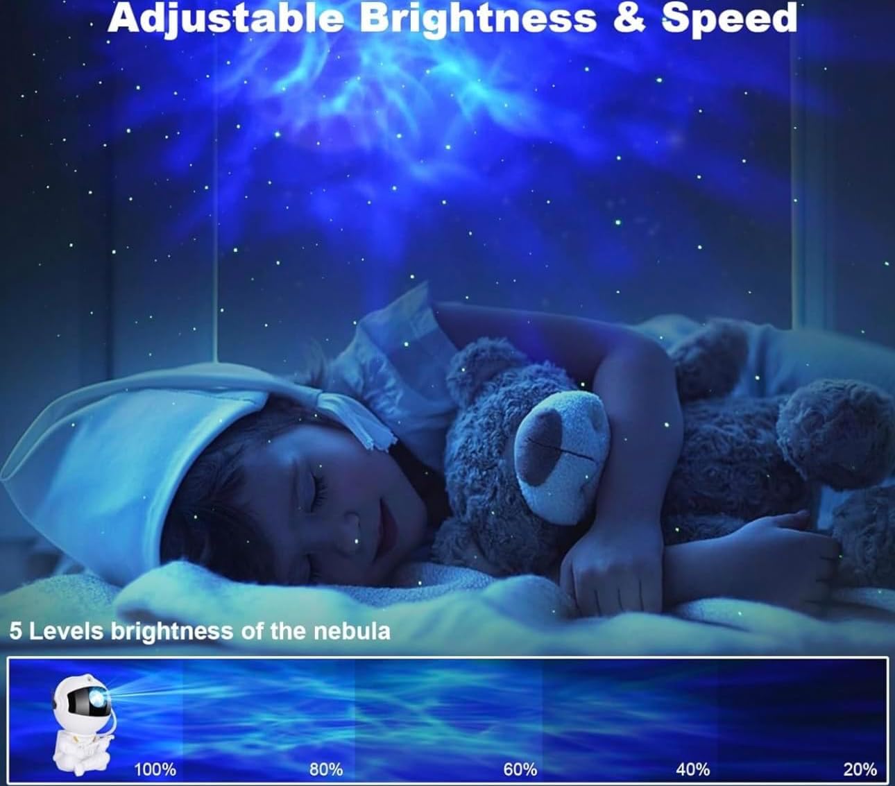 422 Store Astronaut Galaxy Projector Night Light with Remote Control - Classic Design (Guitar White), 11x12x23 cm - Image 3