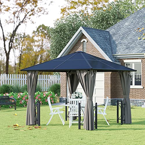 Outsunny paviljoen tuinpaviljoen met zijdelen partytent dak aluminium bruin 300 x 300 x 263 m - Afbeelding 3
