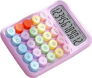 Emoshayoga Calculadora de teclado mecánico, calculadora de teclado mecánico colorida, calculadora electrónica de escritorio para casa, escuela, oficina, color lila