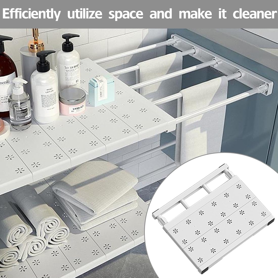 Verstellbare Einlegeböden für Schrank, Erweiterbares Schrankregal, Nagelfrei Teleskop Regaltrenner für Küche, Badezimmer, Regale für Kleiderschrank (35cm Weit, Verstellbare Länge 30-45cm)