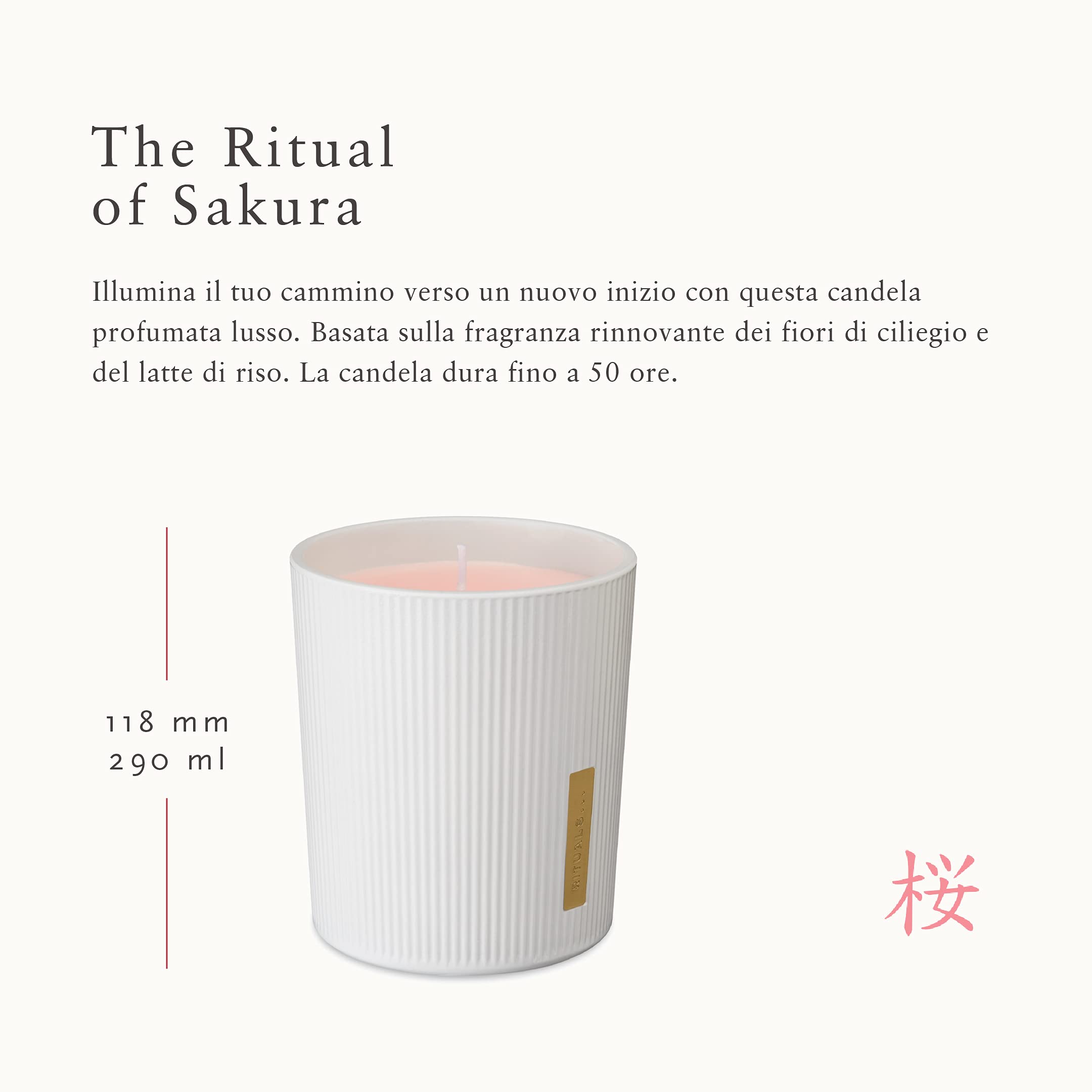 RITUALS Sakura Home Decor - Candela profumata con fiori di ciliegio e latte di riso, 290 g