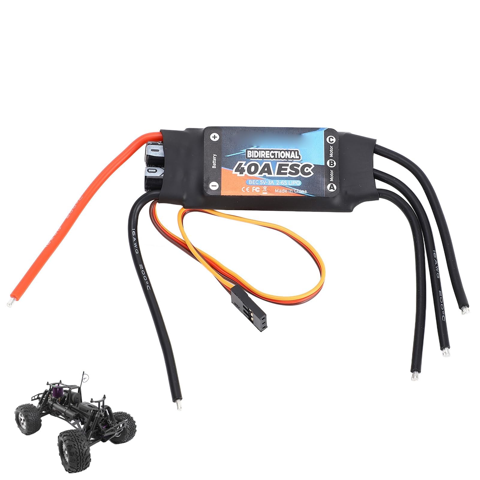 RC Brushless Motor, 40A Brushless ESC 2 to 6S Electric Speed Controller 5V 3A BEC Brushless Motor Bidirectional ESC for RC Car Boat