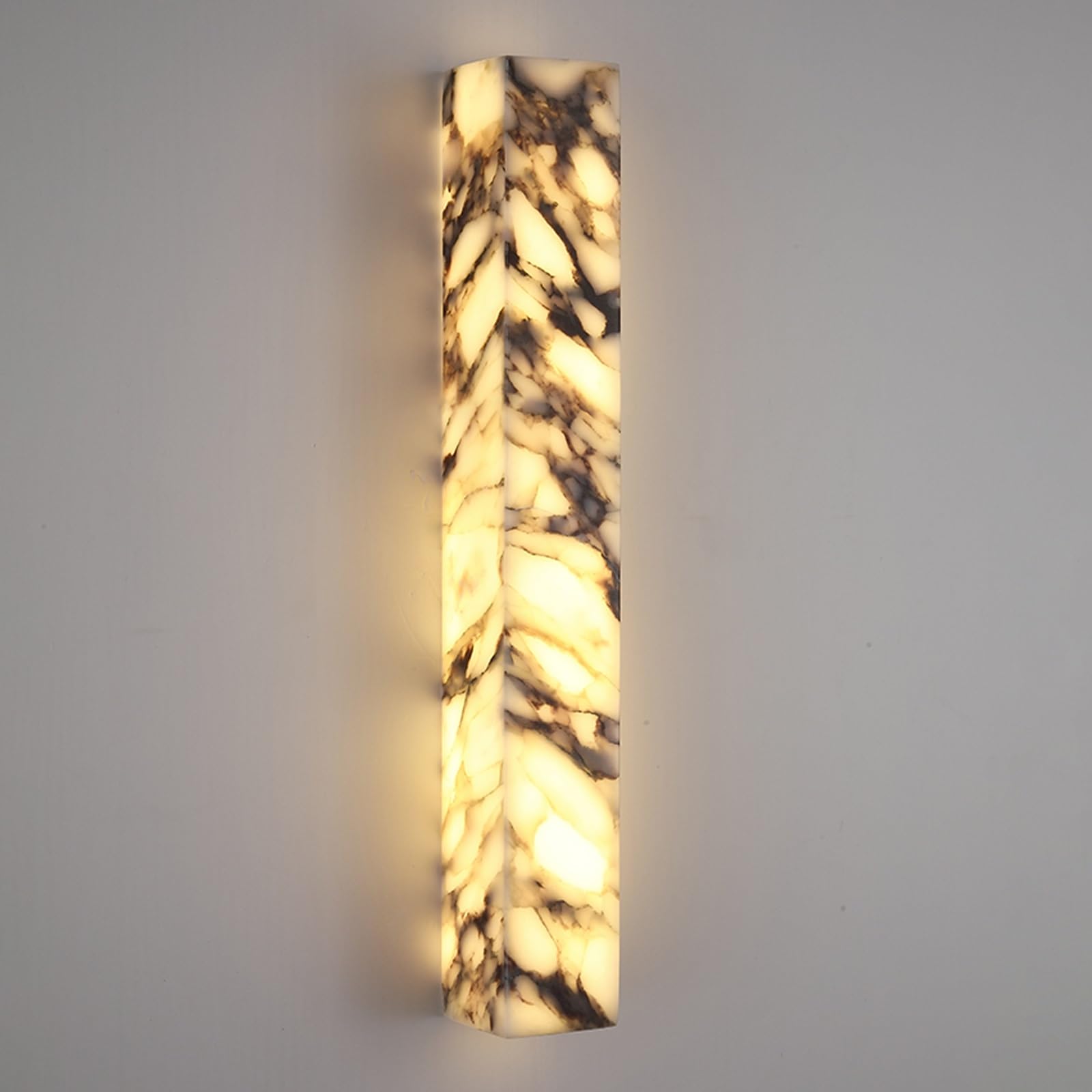 Applique da parete in alabastro da 19,7 pollici, applique rettangolare in marmo naturale, lampada da parete moderna a LED in pietra lunga striscia, luce for montaggio a parete for interni