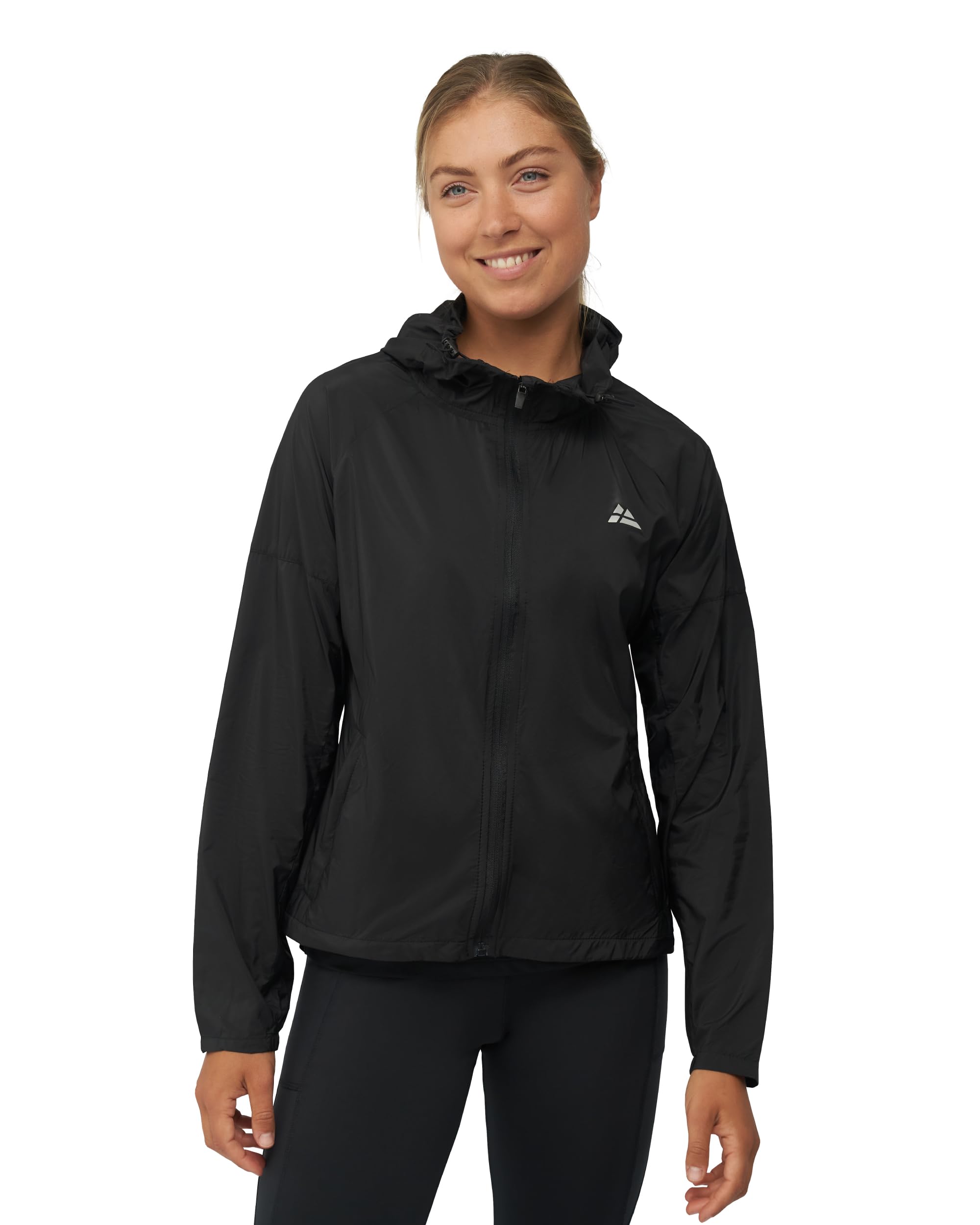 DANISH ENDURANCE Windbreaker-Jacke mit Kapuze, Faltbare Laufjacke aus recycelten Materialien, Atmungsaktive Sportjacke, Winddicht & Leicht, für Damen