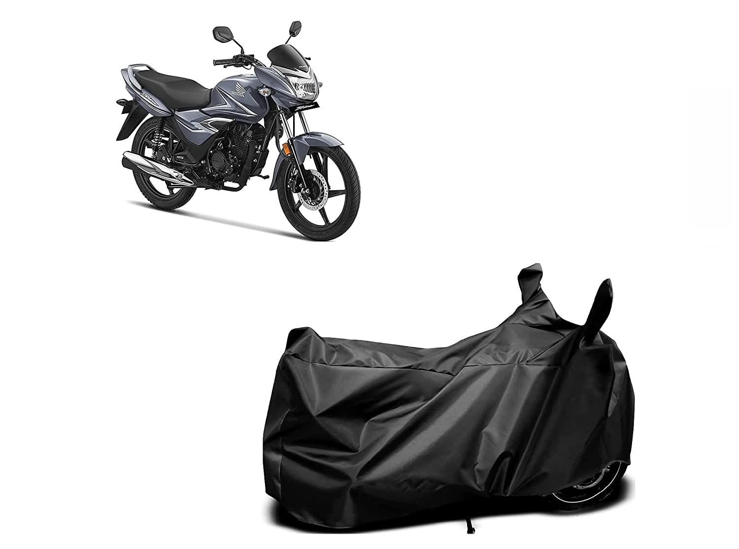 Onisha Dust & Waterproof Bike Body Cover for Honda Shine with Double Mirror Pocket Black