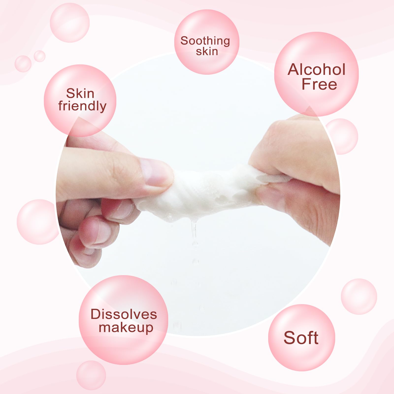 100 pcs Lingettes démaquillantes enveloppées individuellement Lingettes démaquillantes simples de voyage Lingettes démaquillantes pour le visage (PINK)