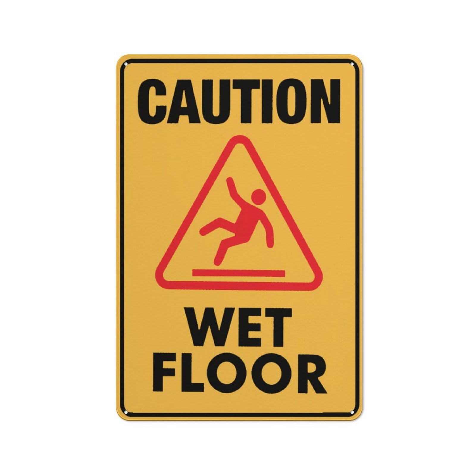 Caution Wet Floor Sign 8X12 Inch Rust Free Aluminum Easy To Read & Sturdy Keep Out Outdoor Metal Signs For Home Farm Yard