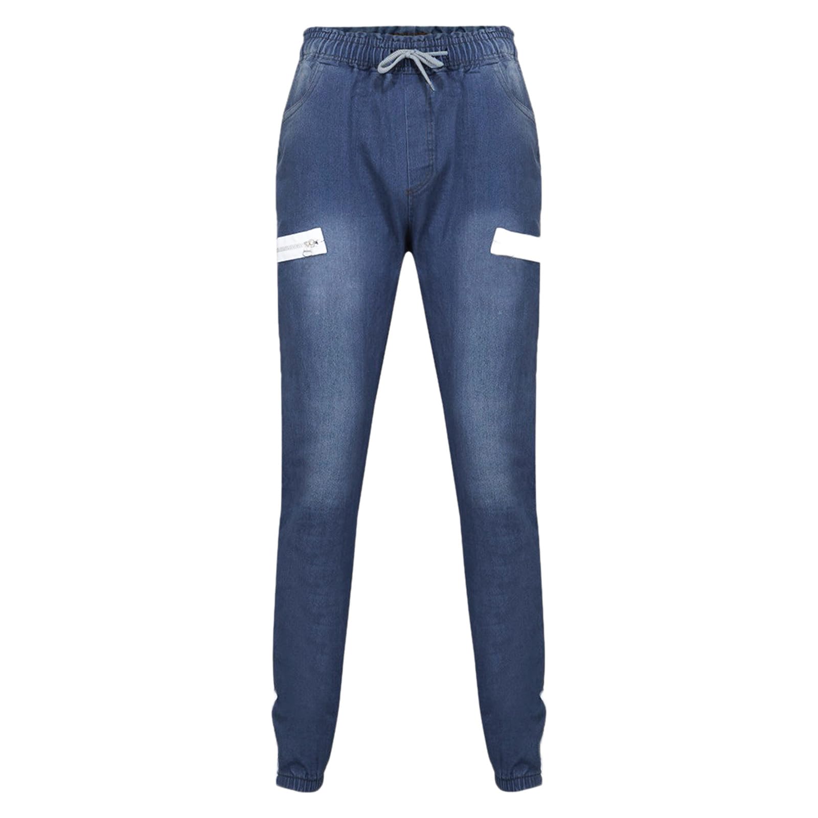 Jeans Uomo Slim Fit Strappati, Pantaloni Uomo Jeans Gamba Dritta Strappato Elasticizzati Pantaloni Uomo Elegante Casual Skinny Blu Jeans Regular Jeans Leggeri Moda Versatile per Tutte Le Occasioni