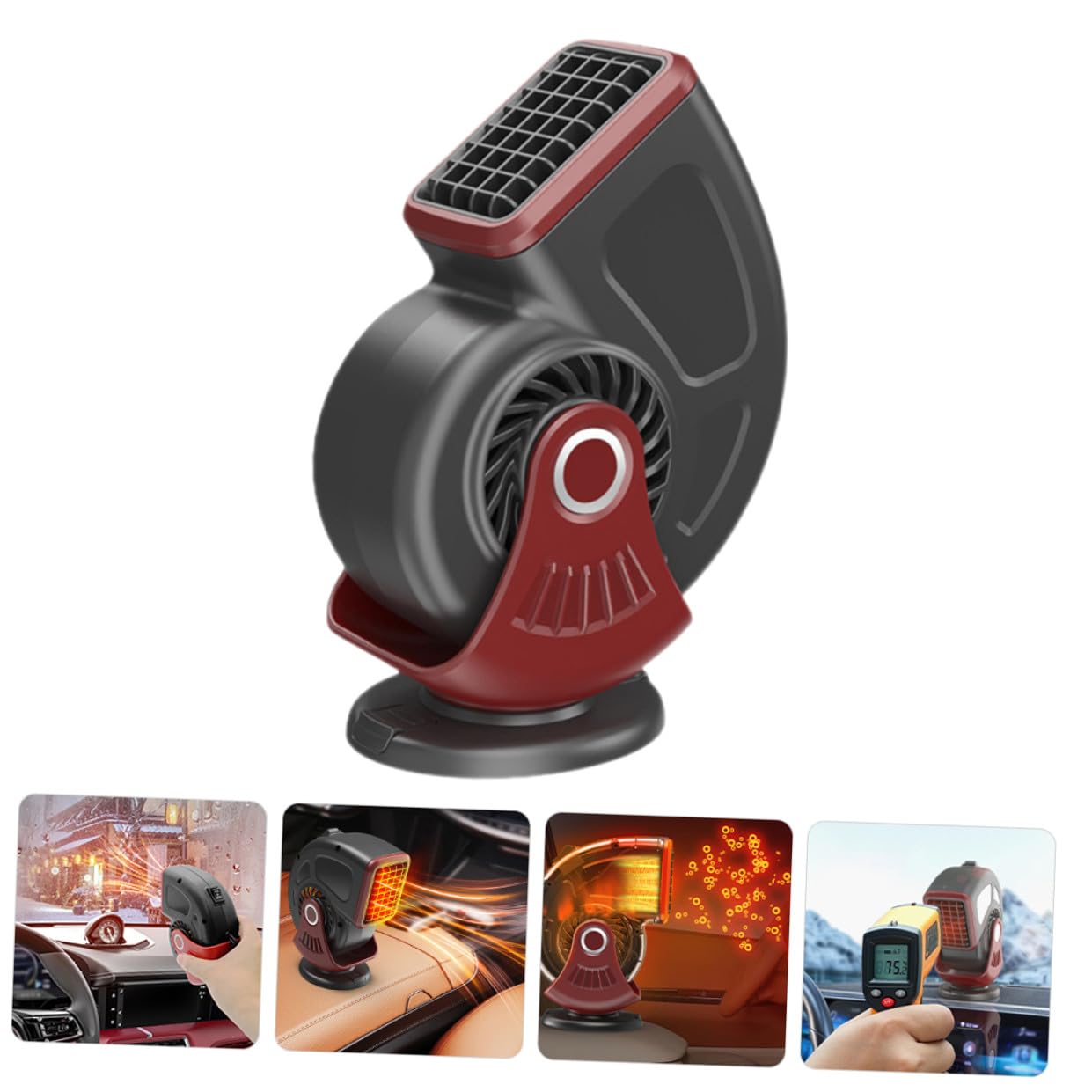 TOYANDONA Tragbare 12v Autoheizung und Entfroster aus ABS Schwarz Rot für Innenraum und Windschutzscheibe 12 Volt Heizlüfter mit Zigarettenanzünderanschluss