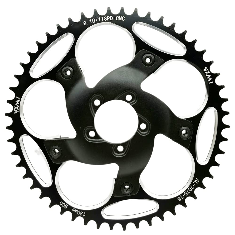 FOR Bafang BBSHD 130BCD Chainring Spider Chain Ring Adapter eBike Motor Kits 39T-50T/52T/54T/56T/60T Chain Wheel Sprocket Crank (black 52T)