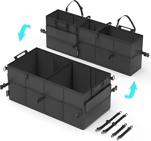 Miniatura 9 de Organizador de maletero de automóvil para SUV con tapa, 60 L, organizador plegable para maletero de asiento trasero, organizador de gran capacidad,