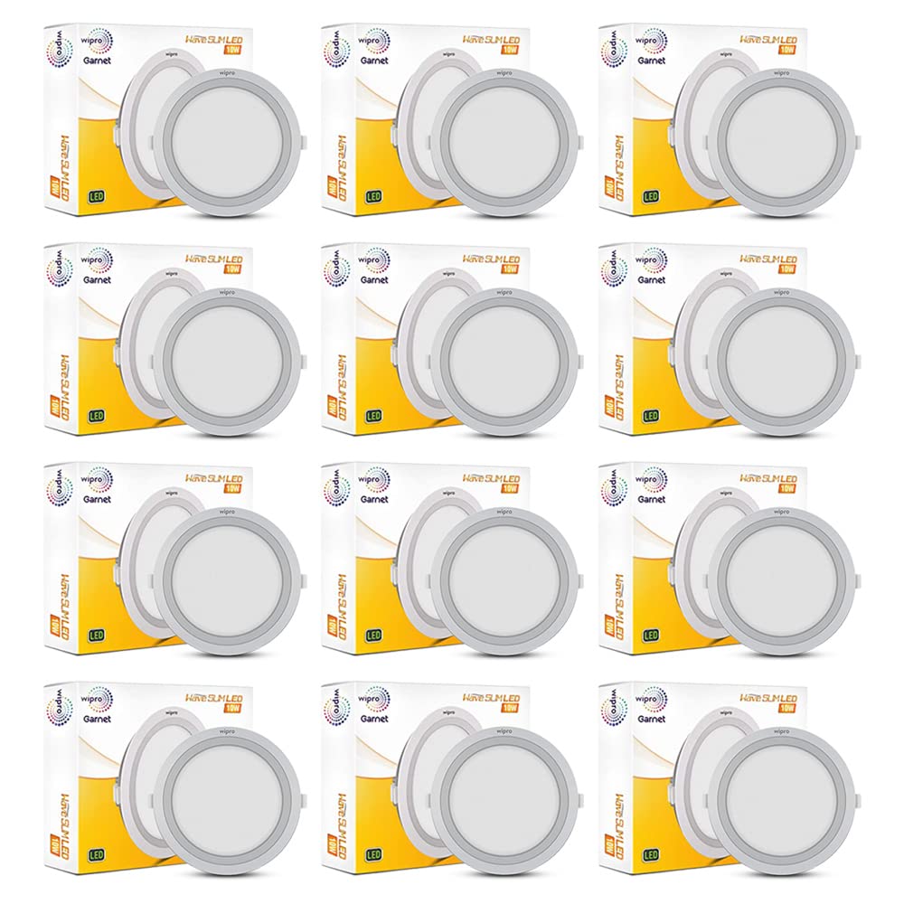Wipro Garnet 10W Round LED Wave Panel Light for Ceiling | Cool White Light (6000k) | Ultra-Slim Design | Recessed Down Light for False Ceiling |POP Ceiling Light | Cutout - 125mm | Pack of 12-image-28