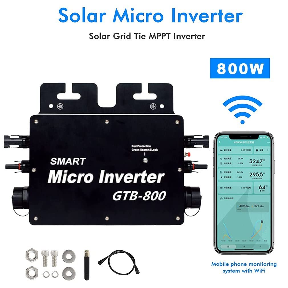 600W/700W/800W Micro-Onduleur Solaire Grid Tie Micro Onduleur Smart Micro Inverter 110V/220V WiFi Solar Grid Inverter Ip65 ImperméAble MPPT Grid Tie Inverter Efficacité 99,5%