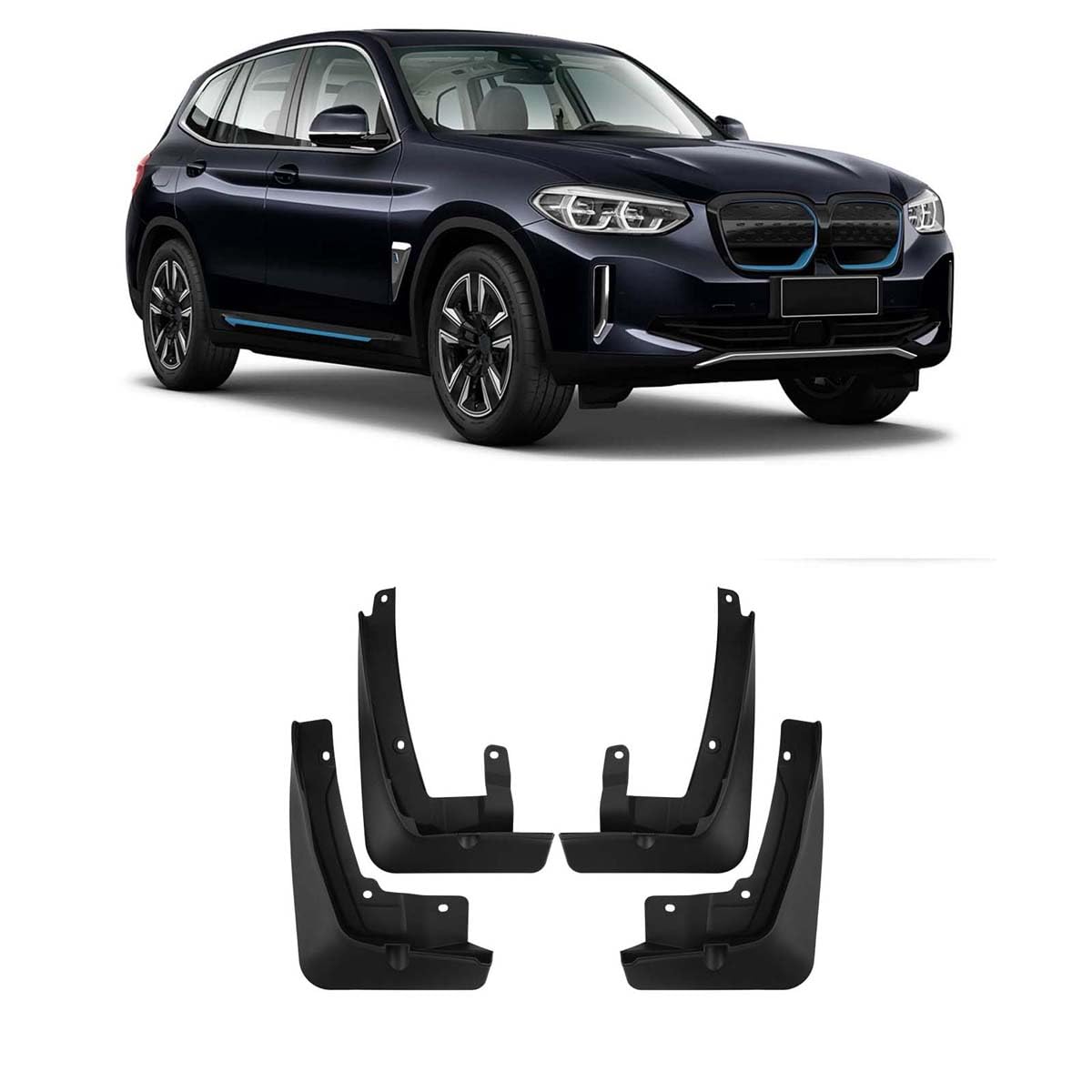 Garde-Boue pour Voiture BMW iX3 2020-2022 : Bavettes de Protection Abs Noir Noires