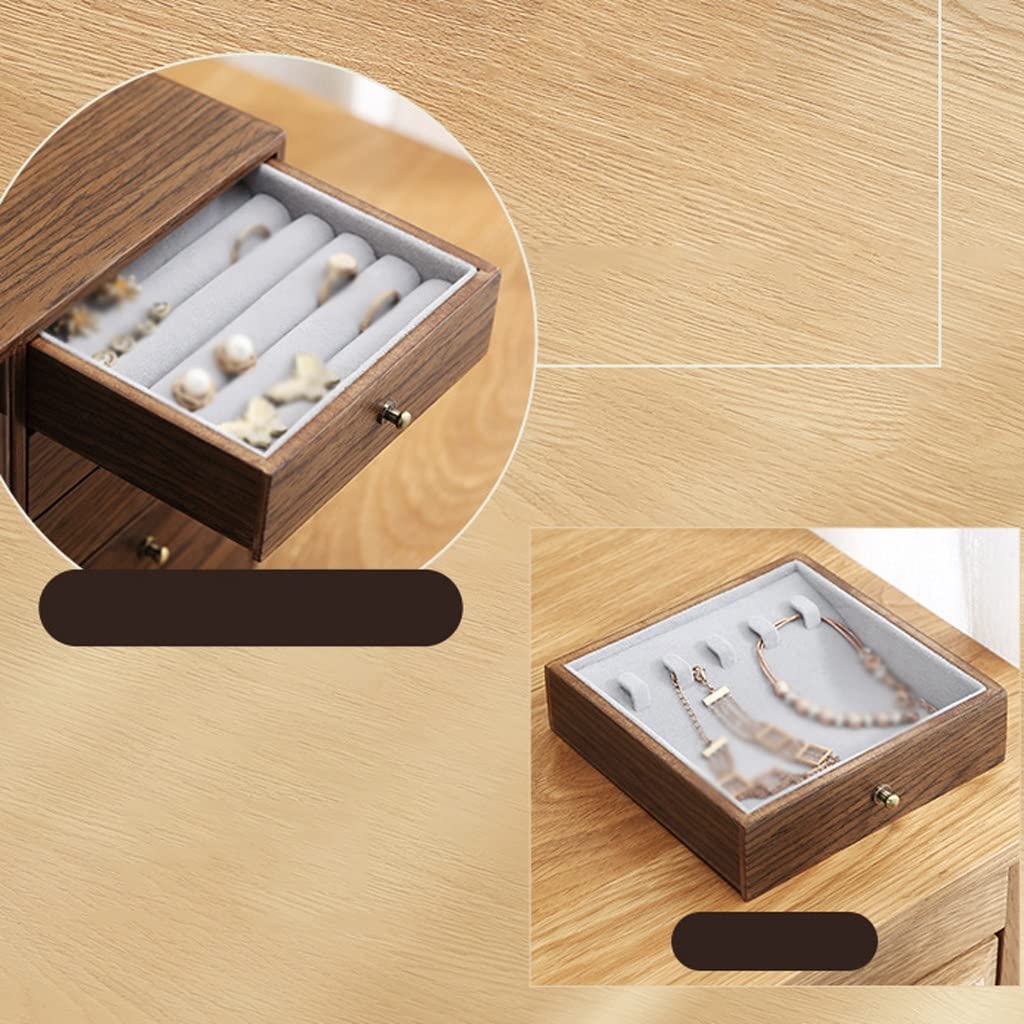 Organizador de Almacenamiento de Joyas Pendientes de madera caja de almacenamiento de joyería multicapa de gran capacidad soporte de exhibición de joyería collar anillo pendientes caja de joyería