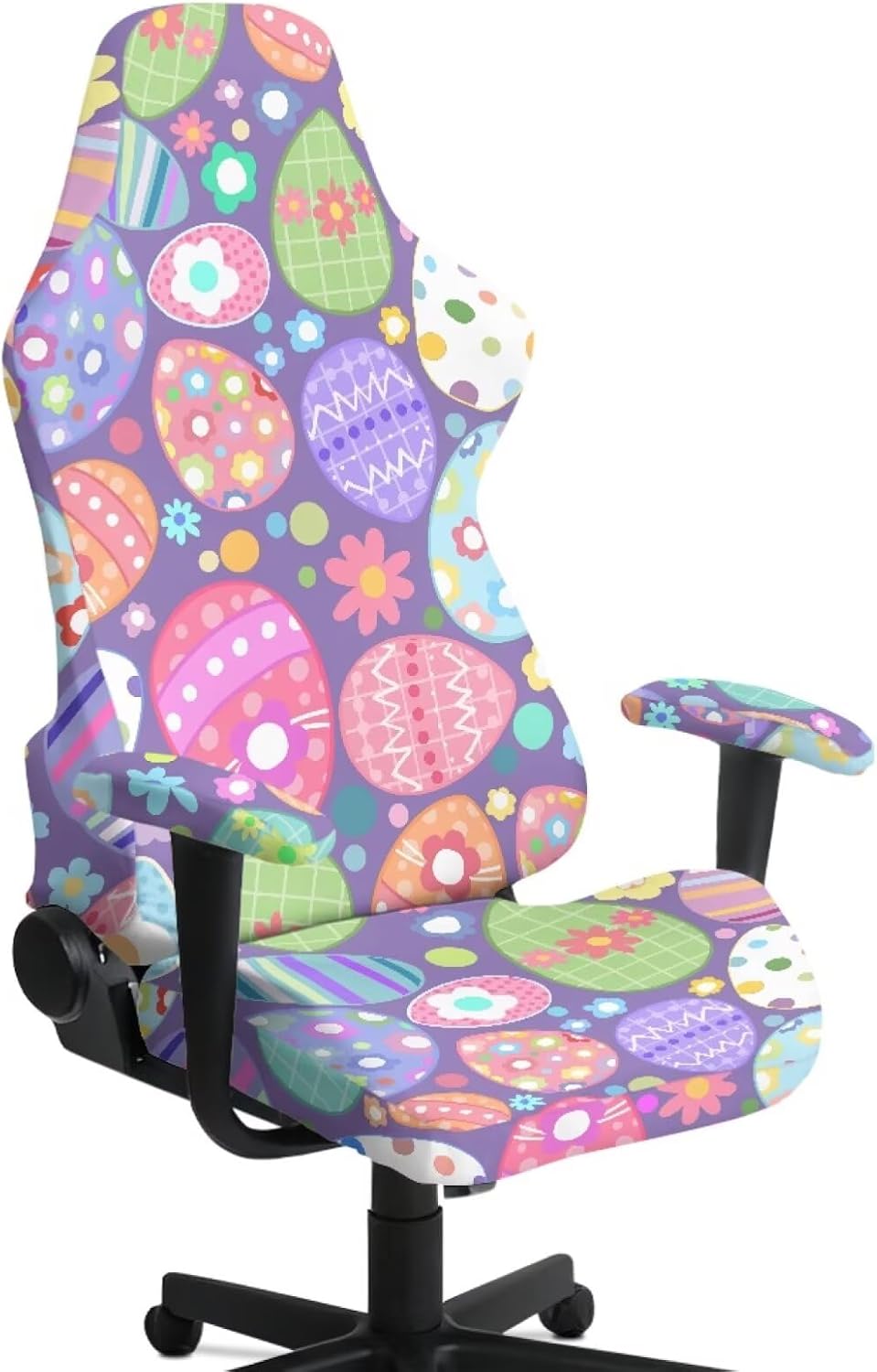 Gaming Chair Slipcovers with Non-Slip Armrest Covers Beach Starfish Turtle Print Dustproof Gamer Chair Covers Stretchable Swivel Boss Armchair Protector Cover