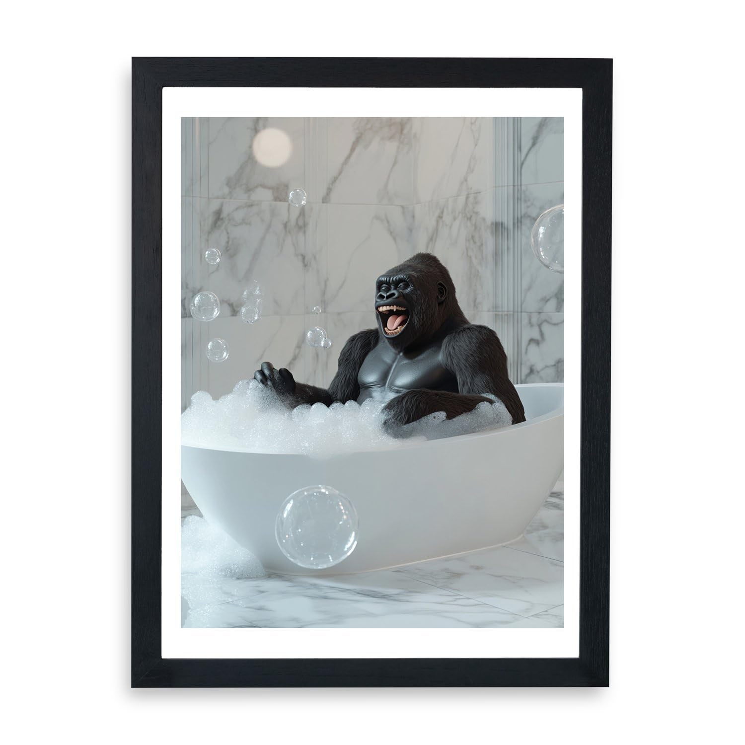 Impression gorille dans le bain grand format encadré pour décoration murale - 7