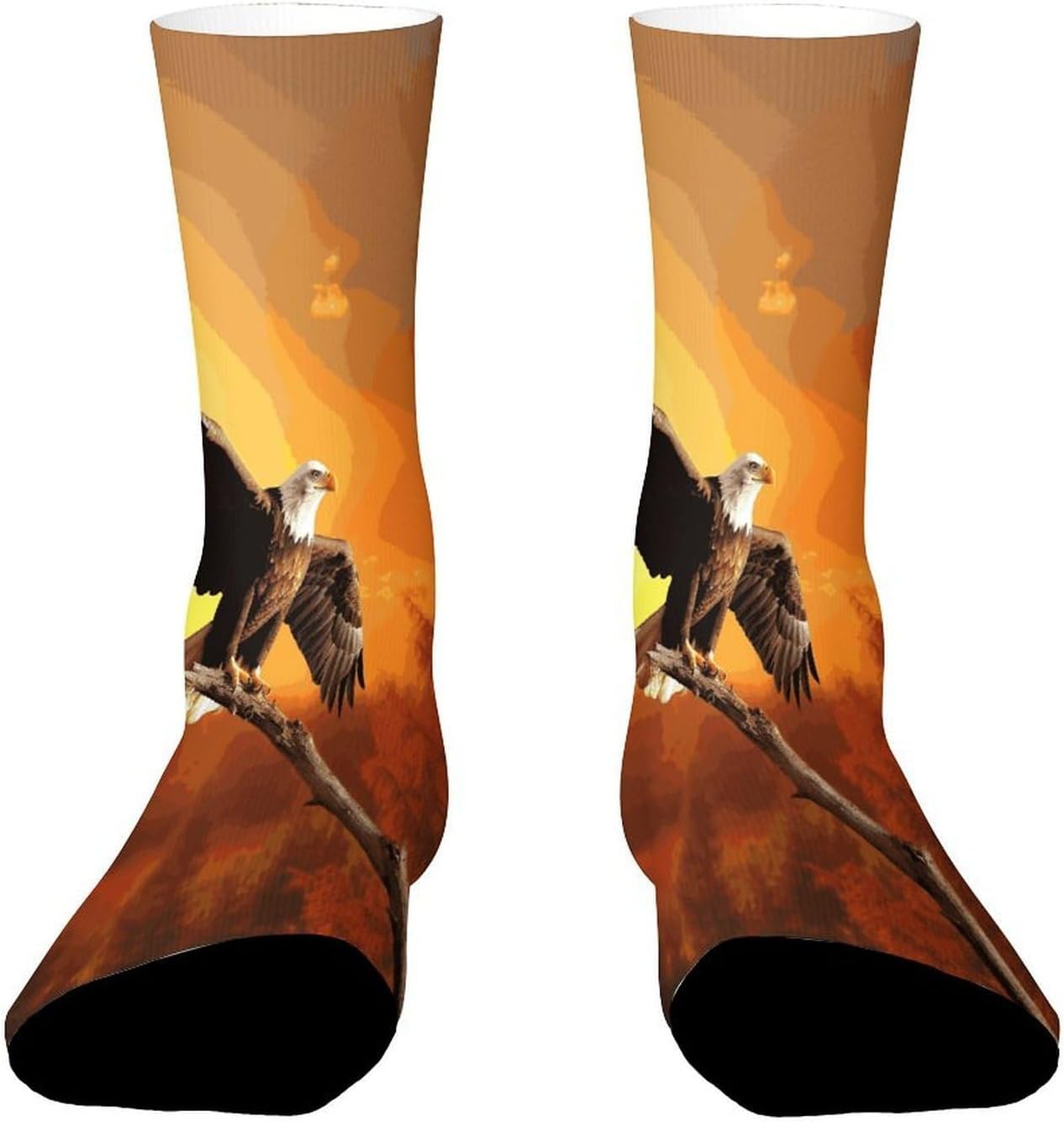 Golden Sunset Bald Eagle Crew Sock High Stocking Grippy Socks | Socks for Men & Women,Stockings-Long Thin Tube Sports, Breathable Soft Athletic for Nurses,Travel