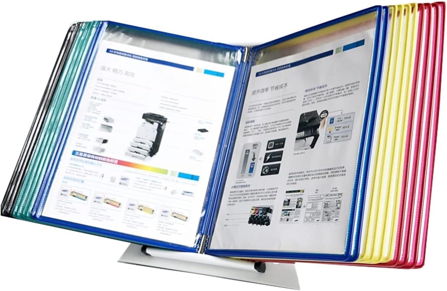 noxozoqm Desktop Reference Organizer, Folder Flip File Holder, Desktop Display Stand, A4 20 Pages File Pockets Organizer(Color:D)