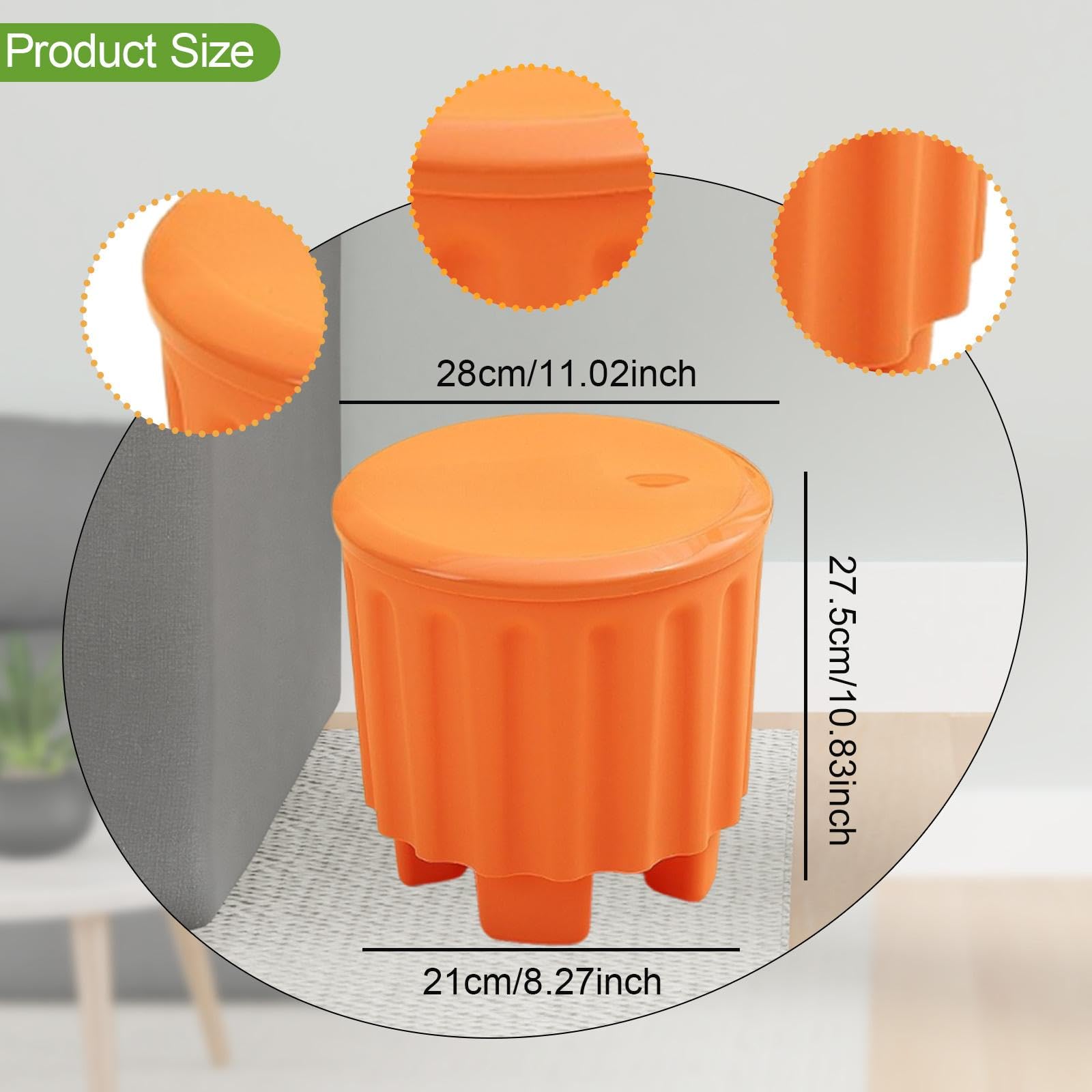 Gralara Pouf Contenitore 28 * 27.5 Cm, Ottomane per Camerette Realizzato in Pp Ispessito, Sgabello Contenitore per Porta, Cameretta Dei Bambini per Cambiare Le Scarpe Et Giocattoli, Balcone