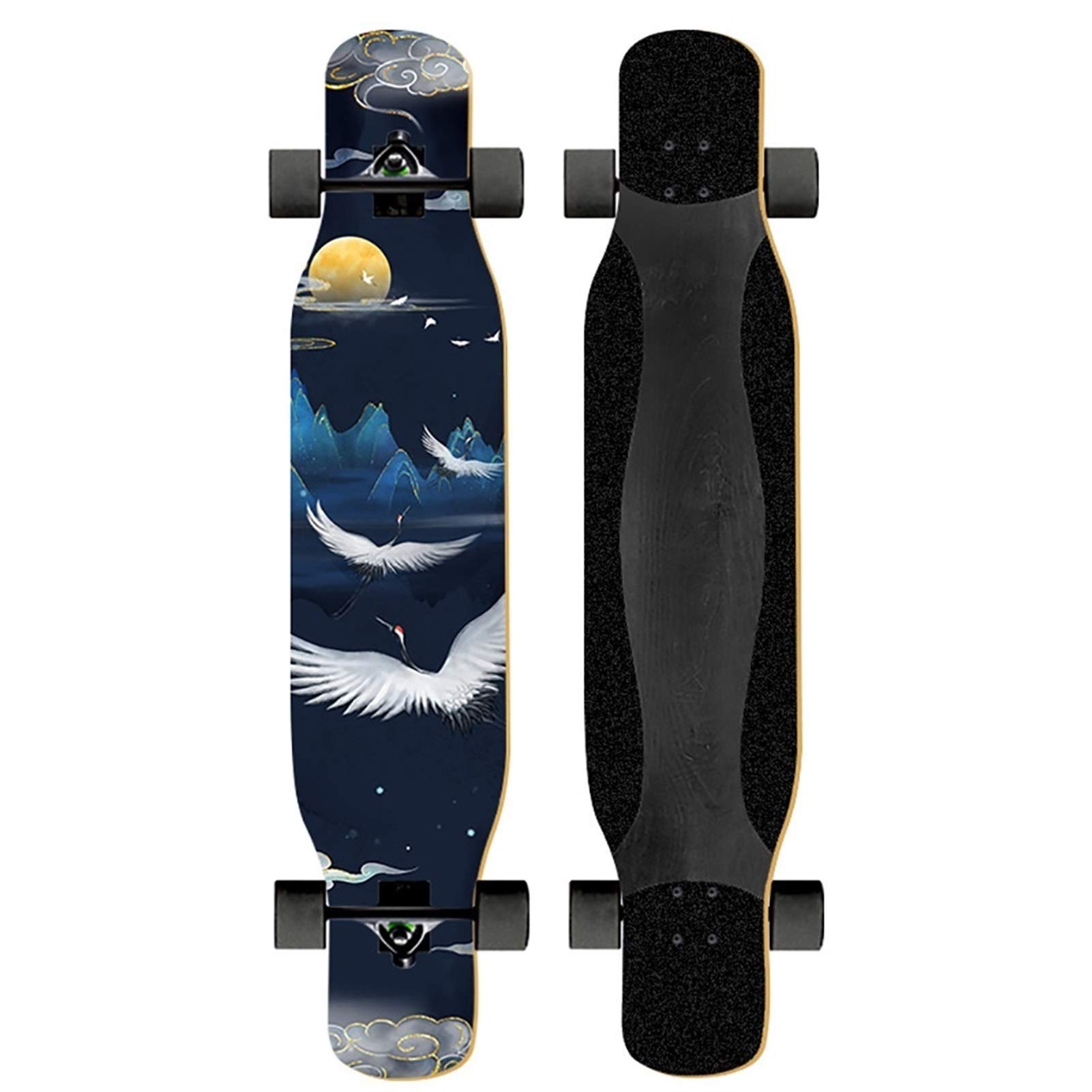 Longboard Skateboard Dancing Fille,Skateboard Longboard en Érable Naturel 8 Couches 46",y Inclus Outil en Forme De T, ABEC-11 High Speed,Drop-Through Freeride Patinage Cruiser Boards
