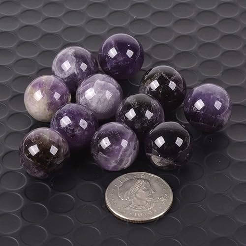 Miniatura 3 de Justinstones Bola energética de amatista natural de 0.787 pulgadas (0.787 in), cristal curativo, colección de espécimen de bolsillo, palma