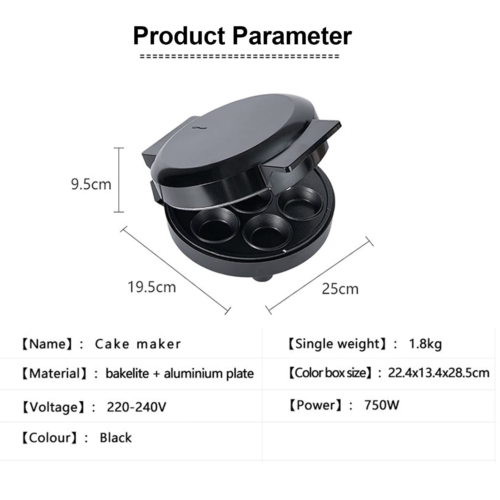 Cupcake Maker, Elektrische Kuchenmaschine, Zum Backen Von 7 Cupcakes, Gleichmäßig Erhitzte Antihaftbeschichtete Platten, Backform Für Spaß Beim Backen, Frühstück, Küche