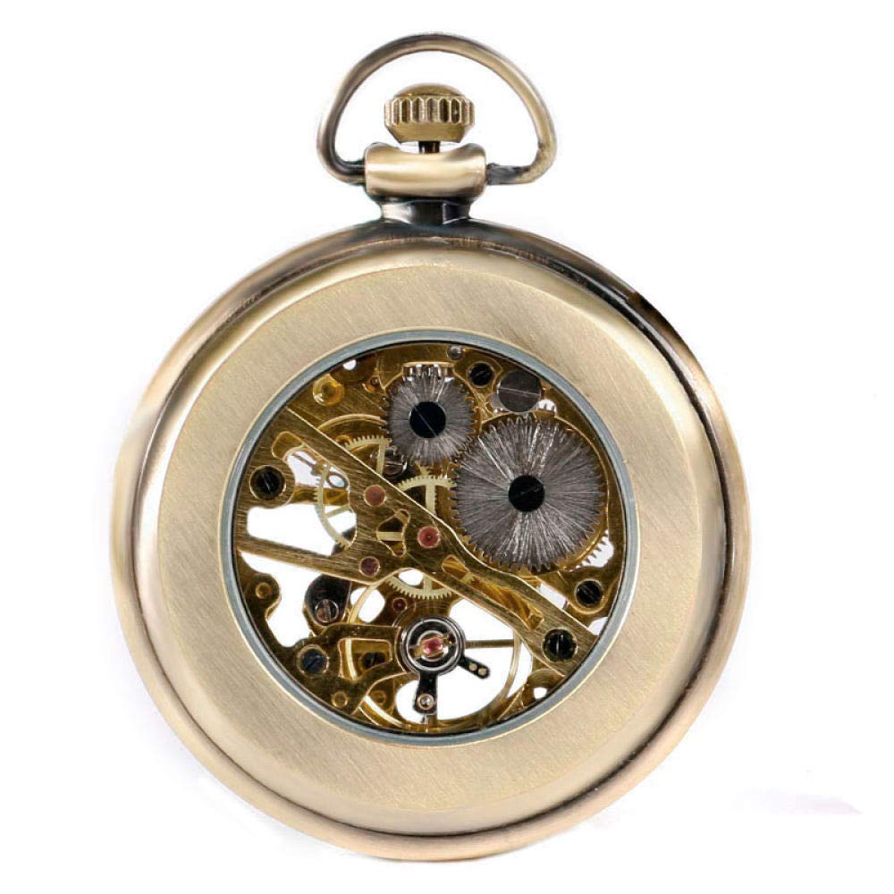 Zegarek kieszonkowy Vintage brązowy szkielet z tarczą numeryczną mechaniczne zegarki kieszonkowe z łańcuszkiem zegarek Steampunk